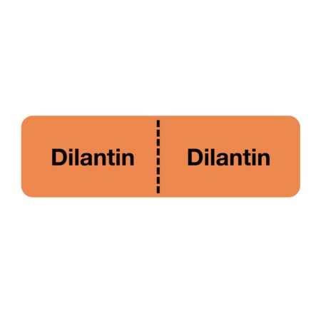 Nevs IV Drug Line Label - Dilantin/Dilantin 7/8" x 3" Flr Orange w/Black N-6805